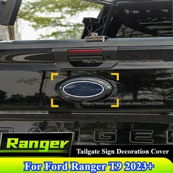 For Ford Ranger Wildtrak T9 2023 2024+ Car Tailgate emblem Decoration Cover frame With Keyhole Carbon Fiber Exterior Accessories