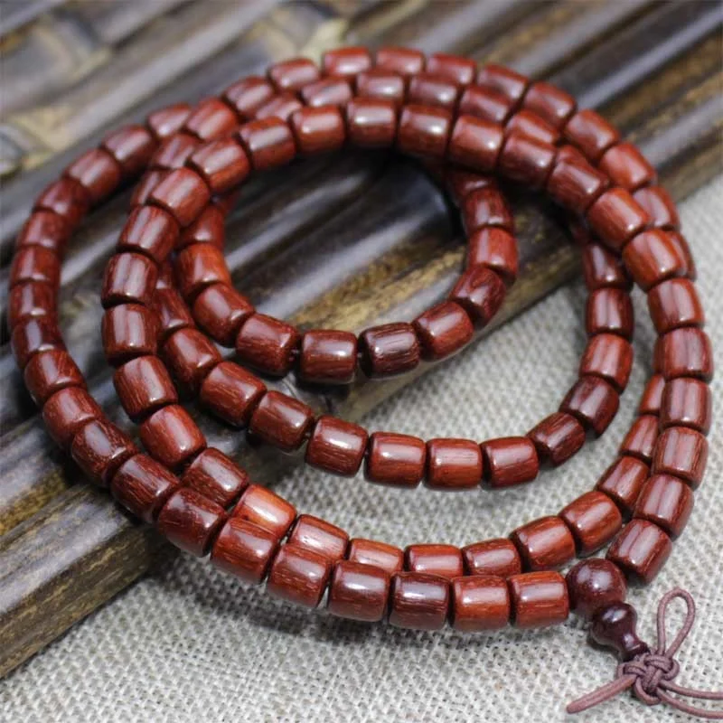 Zambia Blood Sandalwood Bracelet 108 Buddhist Beads Bracelet Old Material Rosewood Personality Bucket Beads Men and Women Gifts