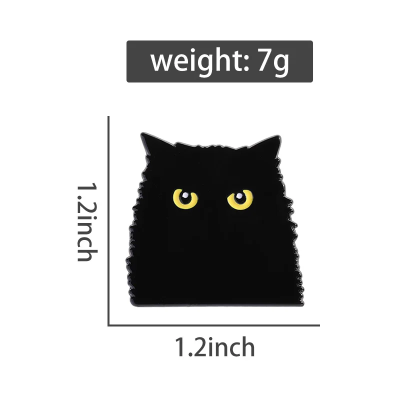 الكرتون مومباي القط المينا دبوس Kawaii كبير العينين الأسود القط دبابيس التلبيب على ظهره شارة مجوهرات هدية للأصدقاء مضحك #3