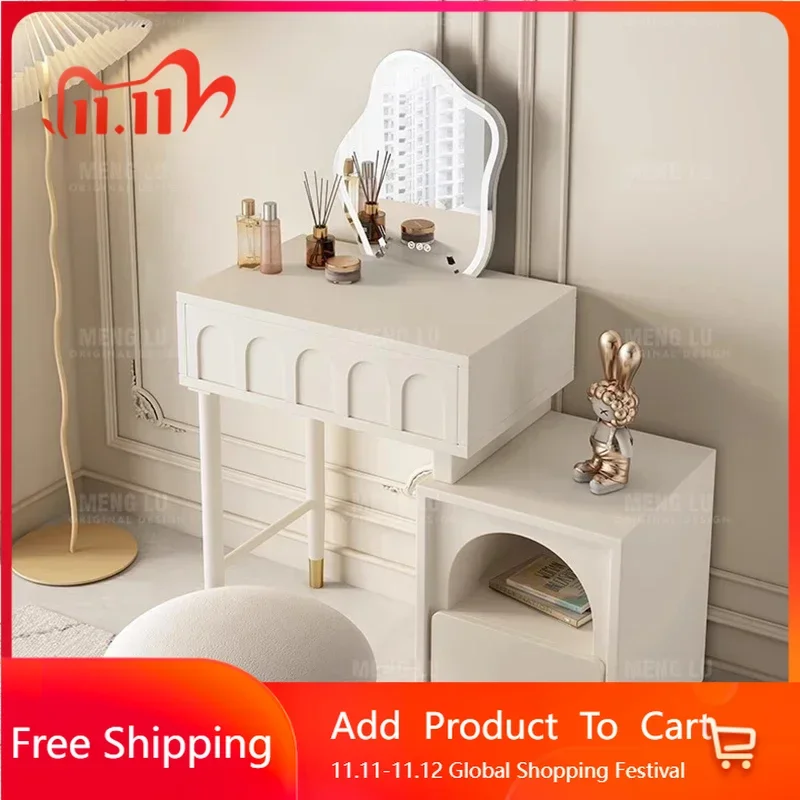 

Replica Mirror Vanity Table Wooden Aesthetic Beauty Space Saving Dresser Bedroom Organizer Schminktisch Postmodern Furniture