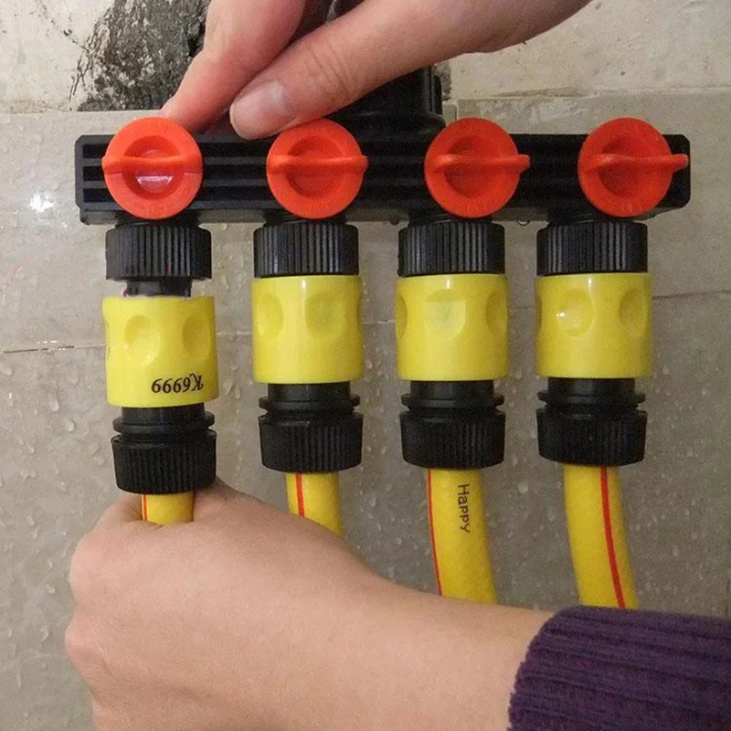 Divisor de tubería de manguera de jardín para el hogar, Conector de agua de riego por goteo de plástico, conectores de grifo agrícola de 4 vías