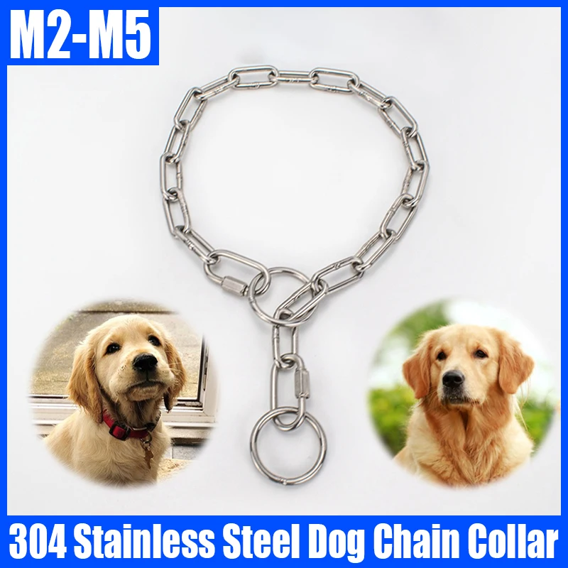 

1PCS M2-M5 304 Stainless Steel Dog Chain Collar Dog Choke Collar Dog Collar Pet P Snake Chain Collar For Small Medium Large Dog