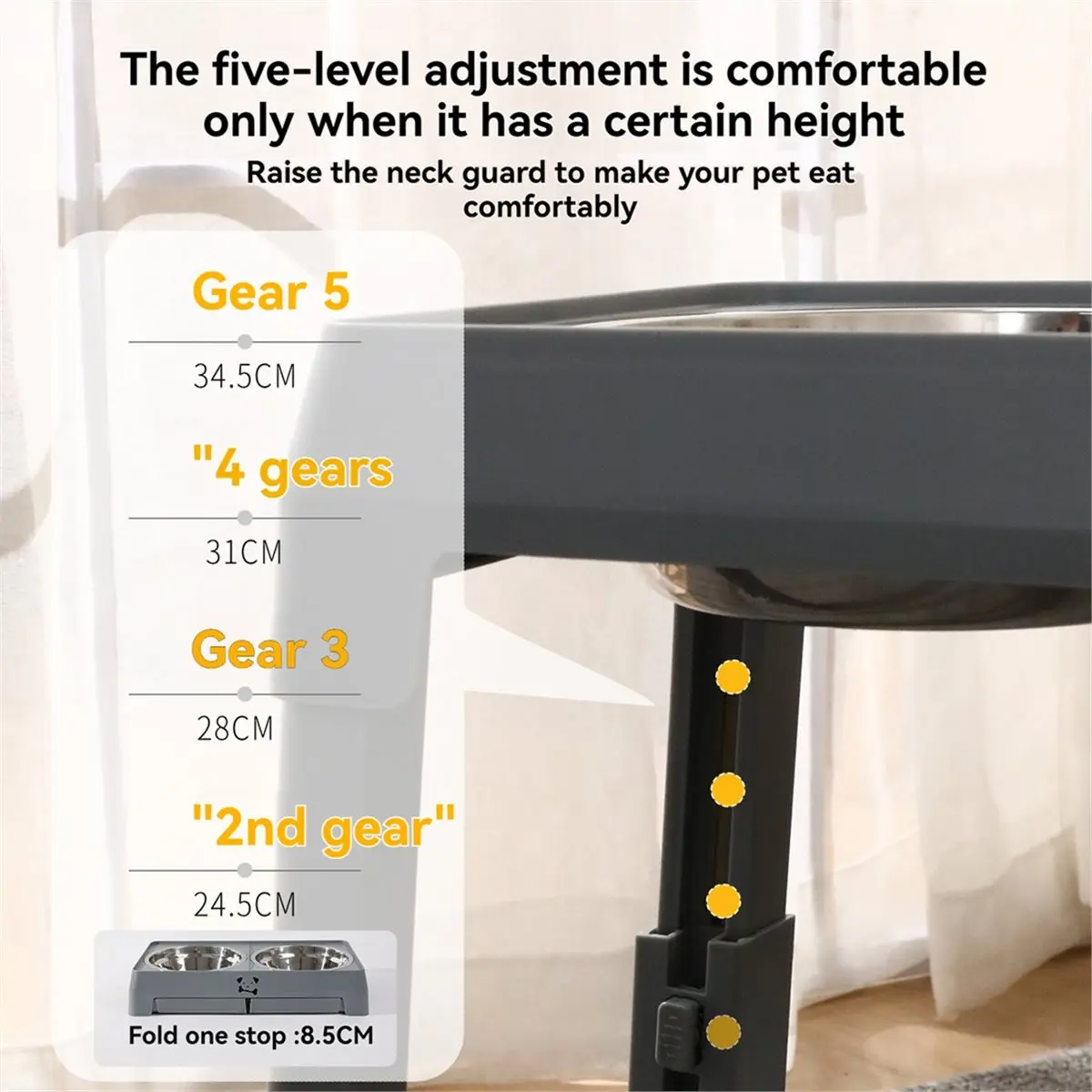 2026 Trend Adjustable Height Stainless Steel Dog Bowls Elevated Feeder with Stand Large Dogs Foldable Dual Pet Food Water Dishes