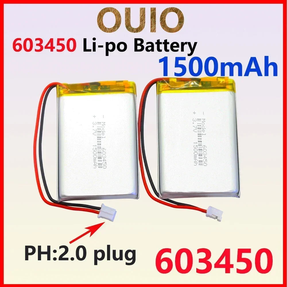 3.7V Li Po 603450 Batteries 1500mAh Lithium Polymer Battery for Beauty Instruments Bluetooth Headsets Fingerprint Door Locks