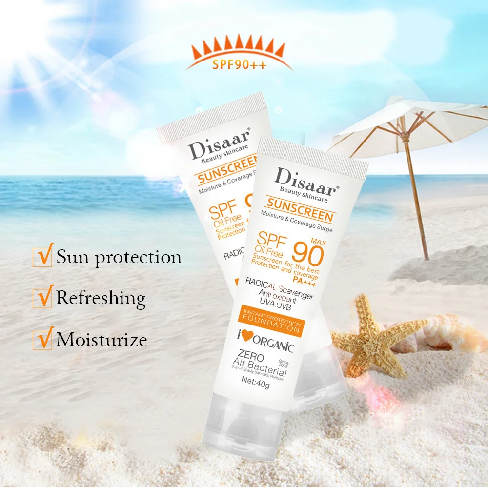 واقي من الشمس SPF90 + UV حماية من الإشعاع Lsolation تبييض ترطيب اشراق الوجه الجسم الأسلحة الفخذين Sunblock العناية بالبشرة