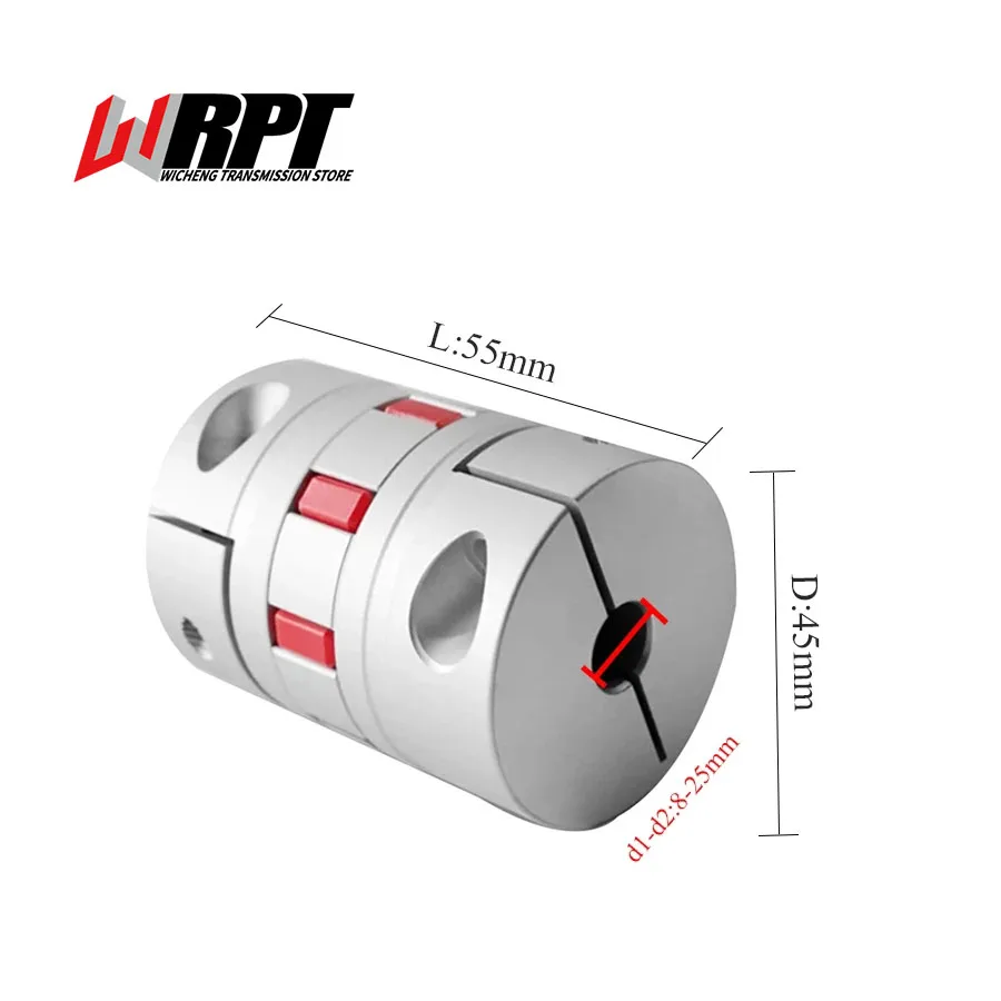 

Plum Blossom Coupling Star Screw Encoder Elastic High Torque Coupling Servo Motor Aluminum Coupling XB-45X55