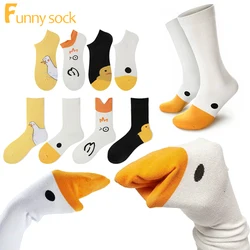 Fashion Funny Goose Duck Printed Socks Women Cartoon Animal Sock Winter Warm Mid Tube Cotton Sock for Sports Creative Casual Sox