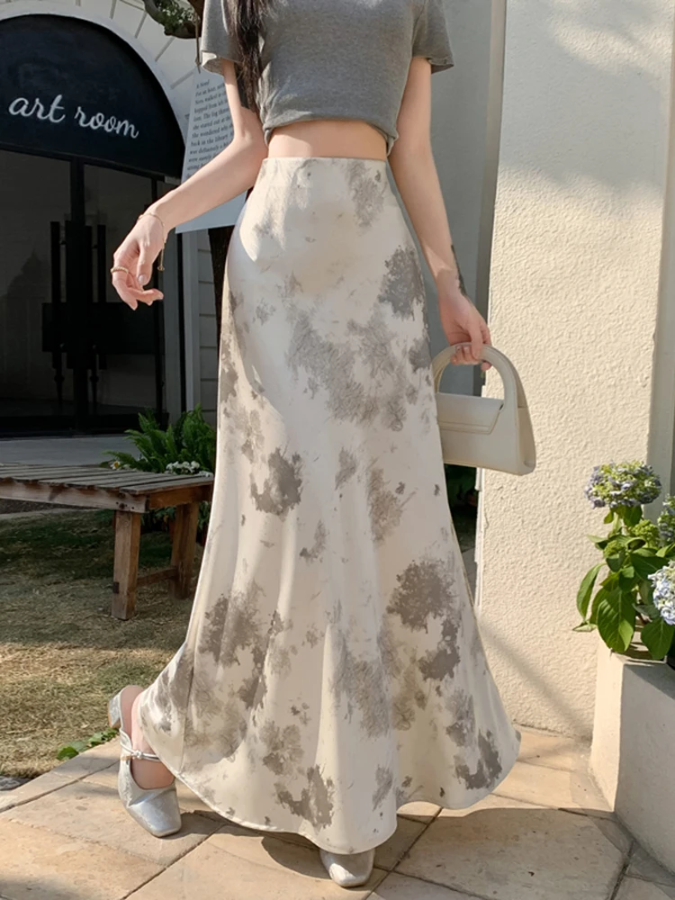 Gonna a trapezio sottile a vita alta estiva Gonna da donna allentata da strada alla moda femminile Gonna da donna attillata dolce chicly elegante da donna