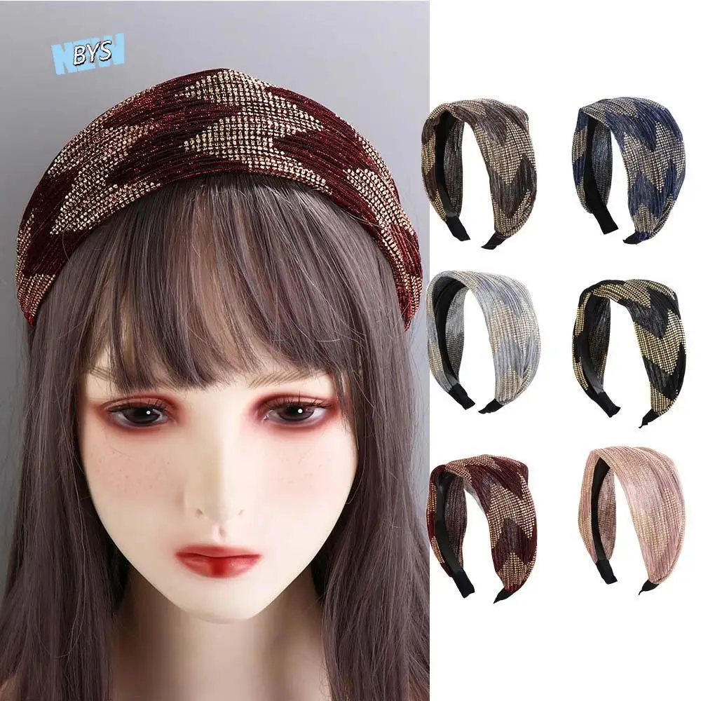 

Simple Sequins Ethnic Style Hair Fixer Wash Face Headband Korean Style Headwear Wide Hair Hoop Female Hairbands Lace Headband