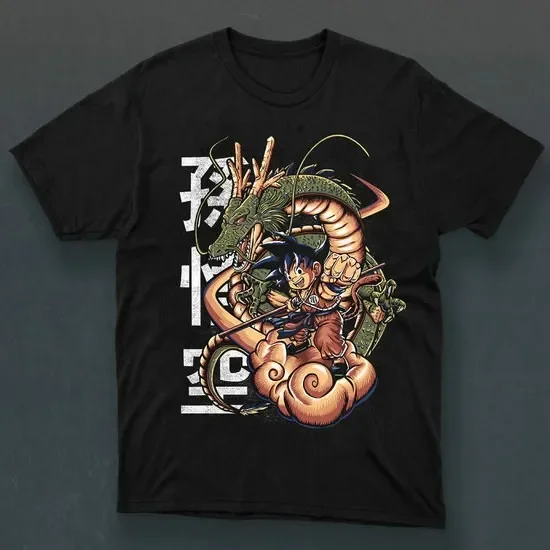 

Summer Men's Fashion Dragon Ball Seven Dragon Ball Goku Print Crew Neck Short Sleeve T-Shirt Anime Cosplay Y2k