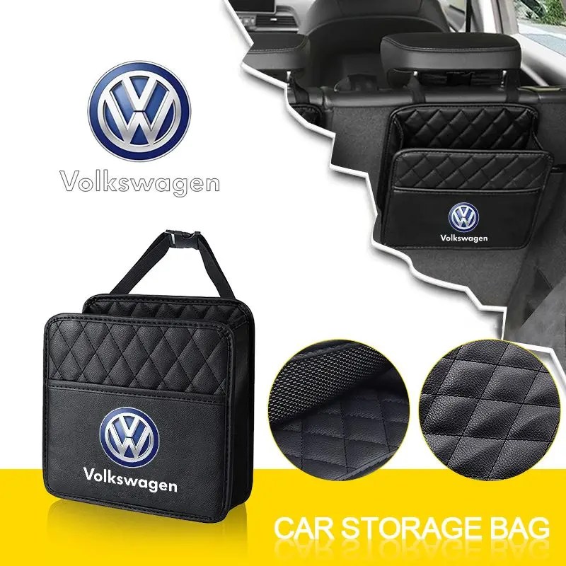 

Сумка для хранения сиденья из искусственной кожи, сумка для хранения салфеток для телефона, кошелек для напитков для Volkswagen Polo Golf 3 4 5 6 7 8 6 T5 B4 B5 B6 B7 B8