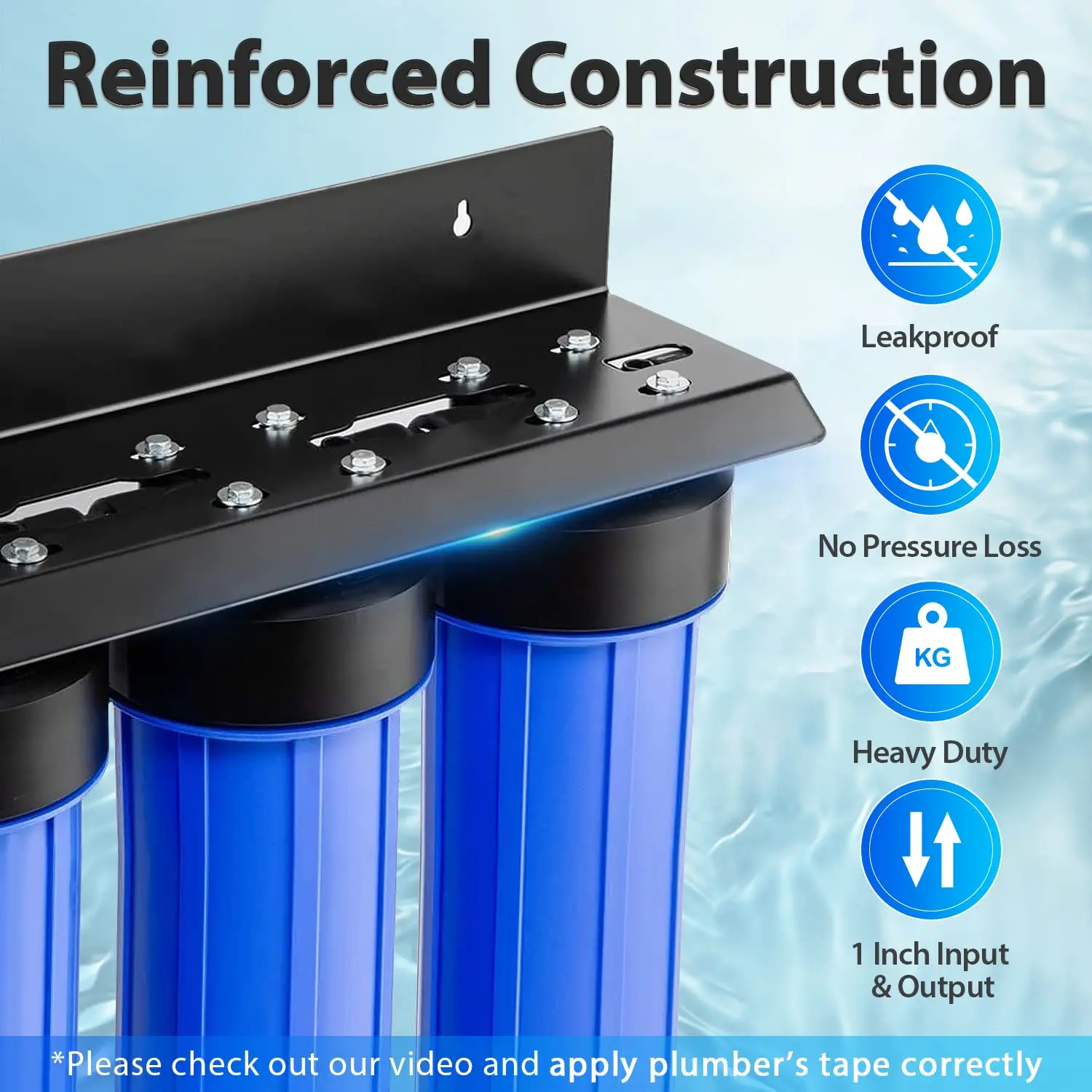 32BM 3-Stage Whole House Water Filtration System (w/ 20” x 4.5” Sediment, Carbon, and Iron & Manganese Reducing