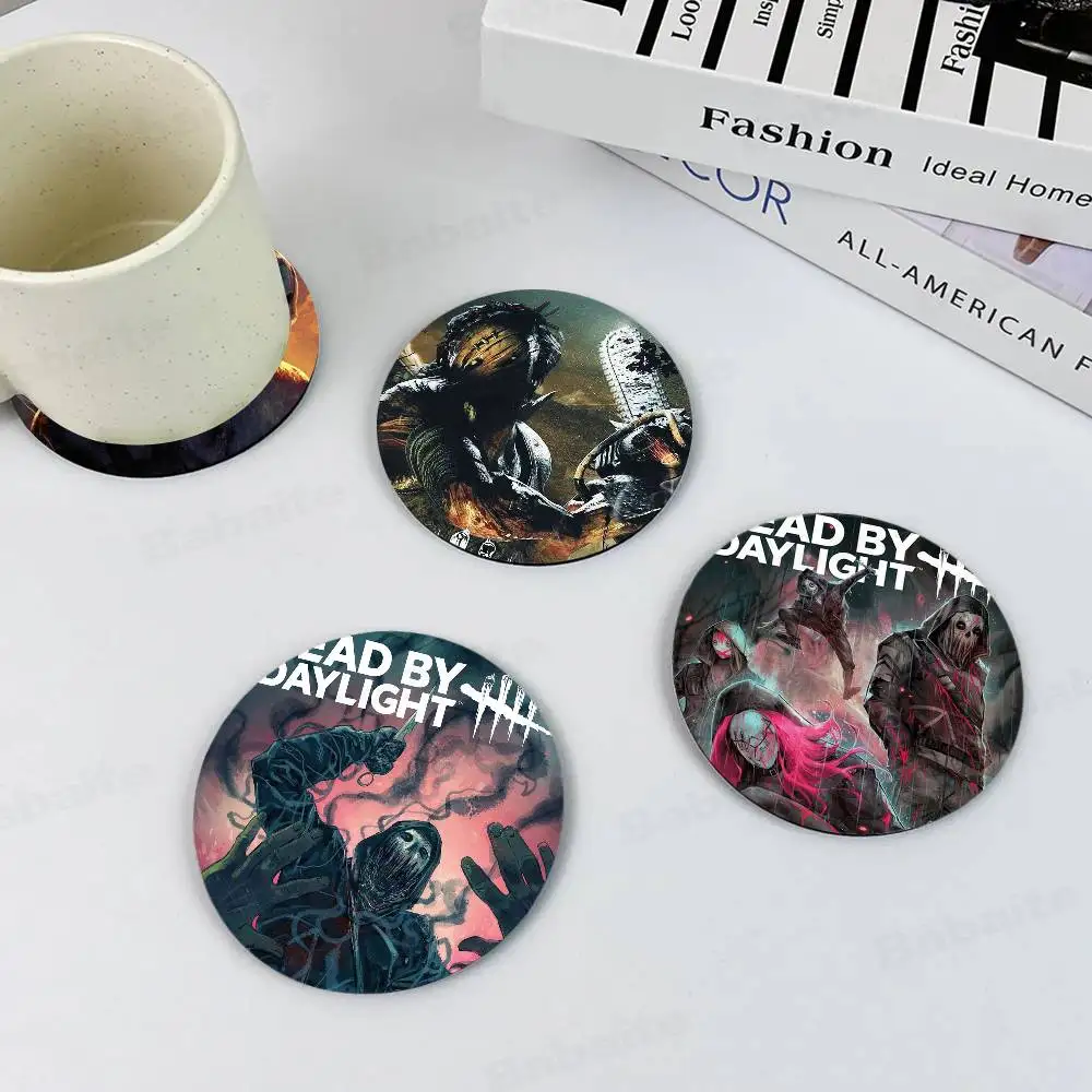 Dead-By-Daylightes Games Printed Coasters Suitable for Daily Family Party Decoration, Office, Non-Slip Wooden Coasters