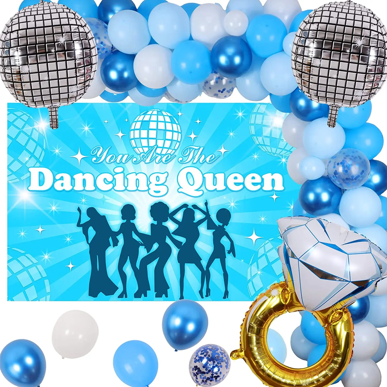 

Sursurprise-Dancing Queen Bachelorette Party Decoration, Retro Disco Balloon, Garland Kit, Backdrop for Bridal Shower