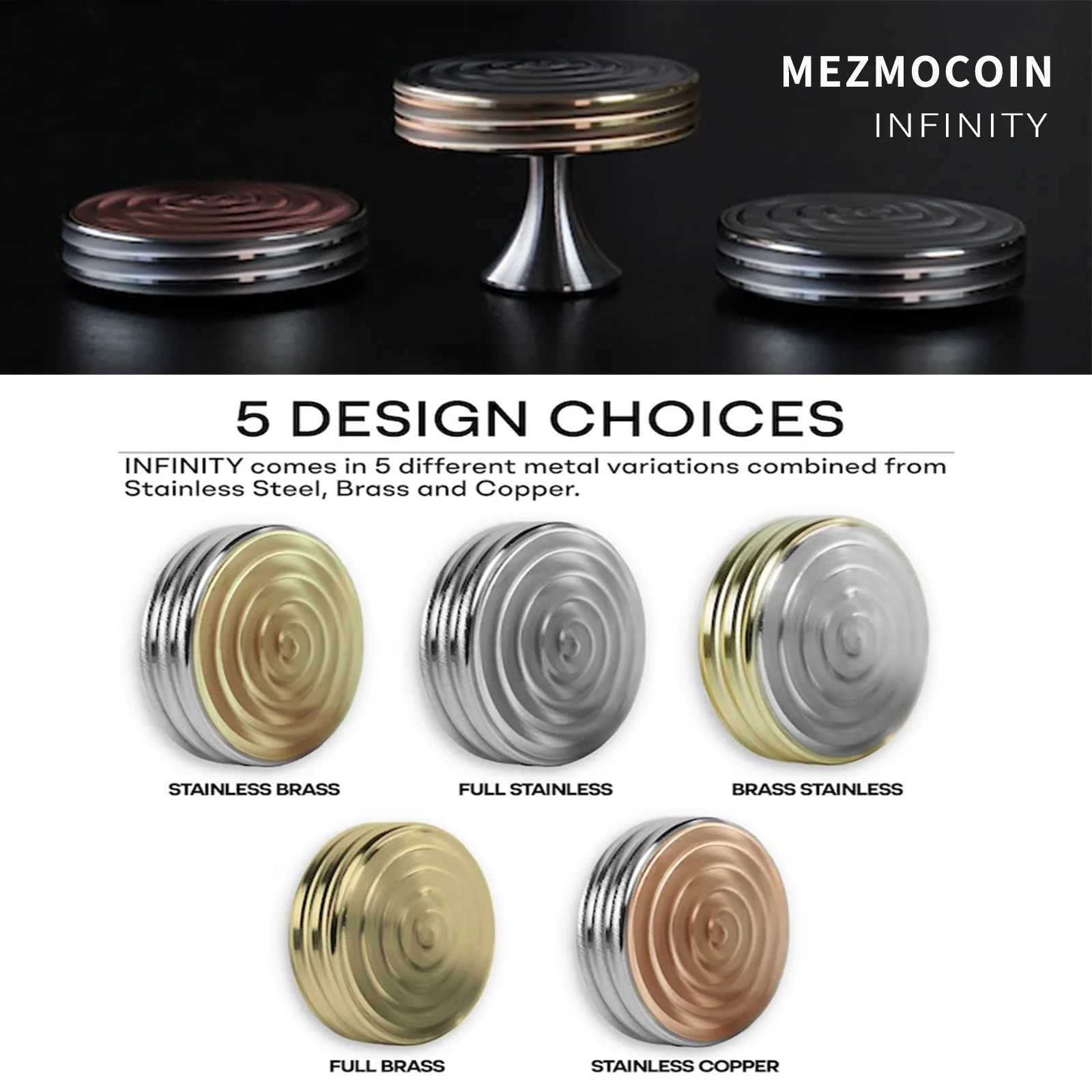 MezmoCoin Infinity Desk Fidget Spinner Toys Gyro Pocket Toy Stainless Steel Rotary Gyro Adult Fingertip Toy