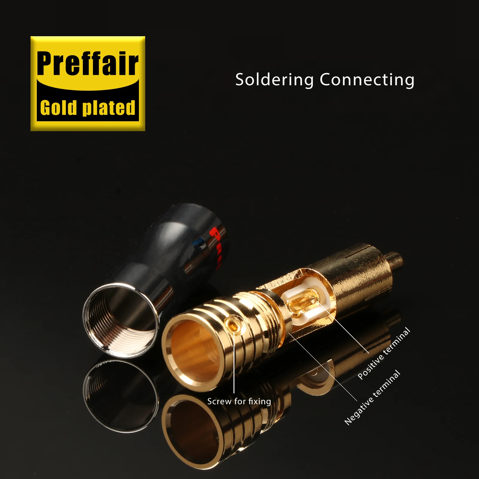 Preffair 4 Pcs R1703 RCA Plug Audio Cable Male Connector Gold plated  for Audio RCA Sockets DIY Signal Cables