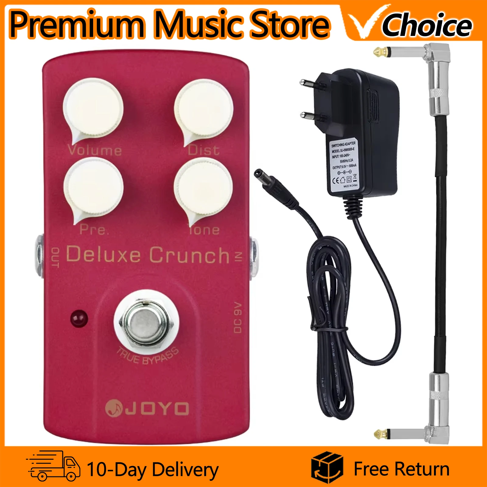 

JOYO JF-39 Педаль эффектов для электрогитары DELUXE CRUNCH Эффект искажения Британский тон Crunch Педаль искажения с 4 ручками регулировки