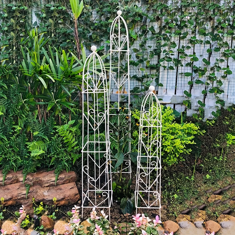 3pcs Outdoor Plant Climbing Frame Garden Plant Flower Trellis Frame Garden Obelisk Trellis