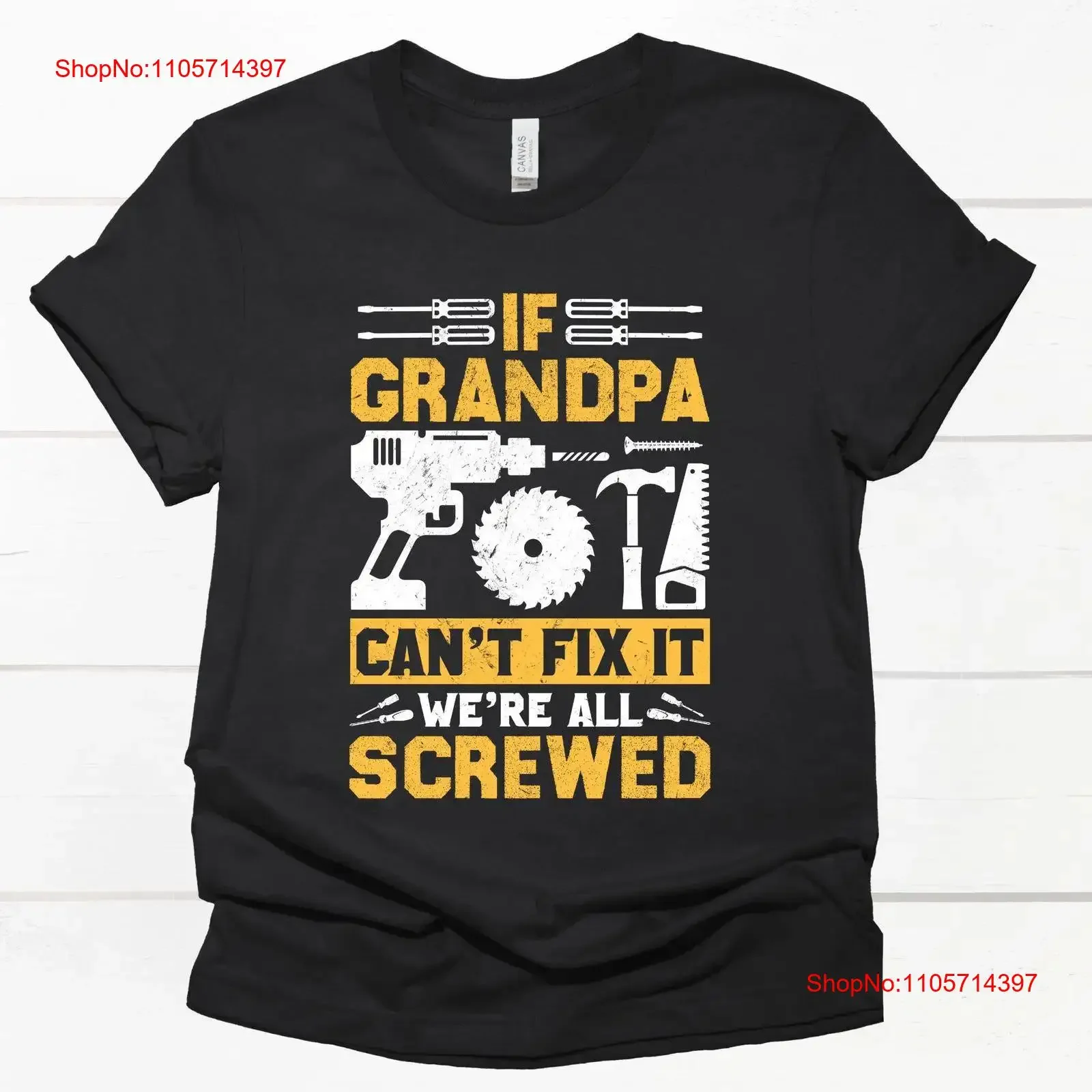 If Grandpa Can't Fix It T Shirt Funny for Father's Day GrandparenT Family Mechanic Dad Present vintage Washed Casual