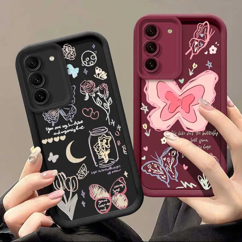 S22 Butterfly and Blossom Sky Eye Ladder Phone Case For Samsung Galaxy S30 S24 S23 S23FE S22Plus S21PRO S21 S21Plus S21FE S20FE