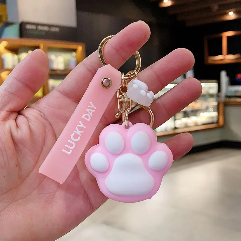 Fashion Silica Gel Car Key Ring Personality Children Cartoon Animal Korean Style Key Rings Cat Paw Key Buckle Women Key Chain