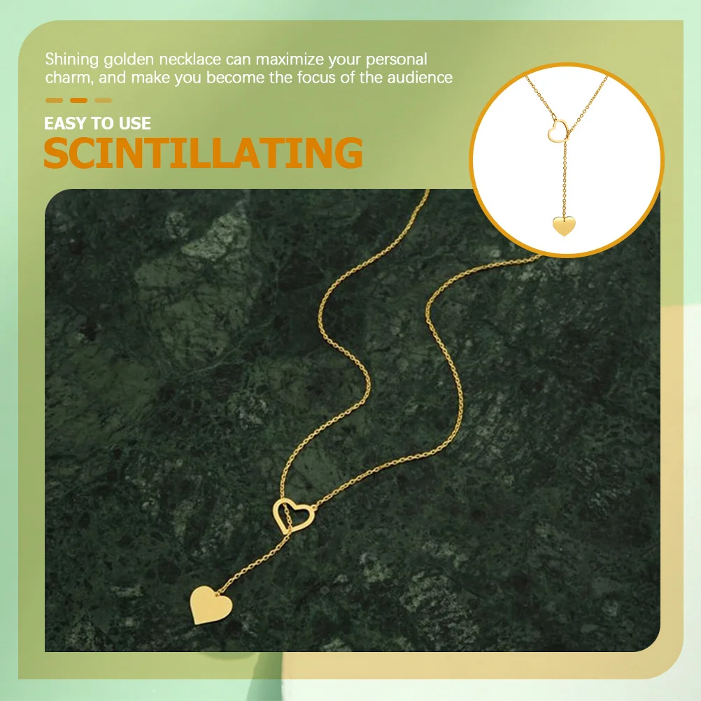 

Heart Necklace Alloy Pendant Smooth Surface Stylish Heart Shaped Necklace for Women Girls Graduation Jewelry