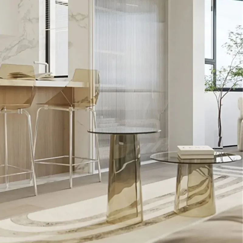 Acrylic Coffee Table Transparent Edge Modern Minimalist Glass Small Circular Designer Model Room Hotel Living Room Furniture