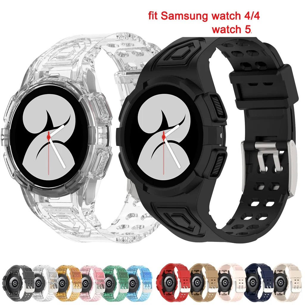 Przezroczysty pasek + etui do Samsung Galaxy Watch 6 5 4 Watch4 40 mm 44 mm Watch5 Watch6 Miękka bransoletka Akcesoria Paski do zegarków