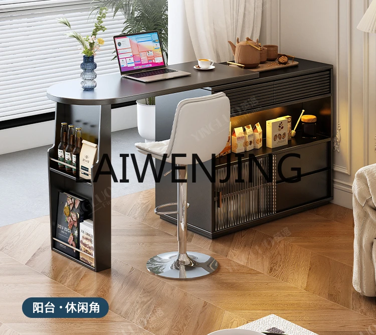 

French Retro Bar Counter Partition Home Balcony Leisure Retractable Living Room Sideboard Wine Cabinet Integrated