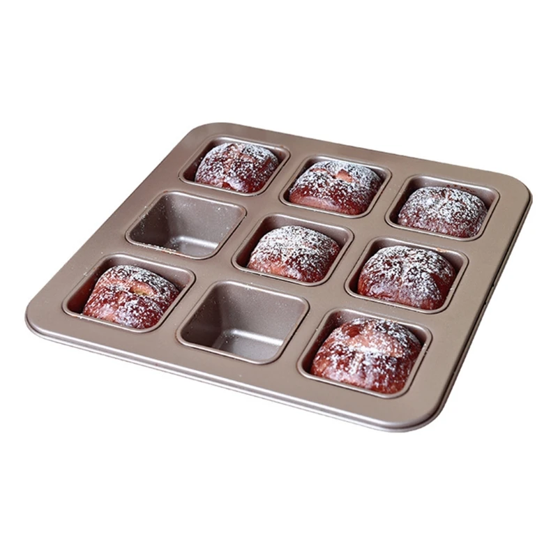 

Brown Color Regular 9 Brownies Baking Pan Square Non-stick Home Burger Dessert Cake Mould Baking Mould