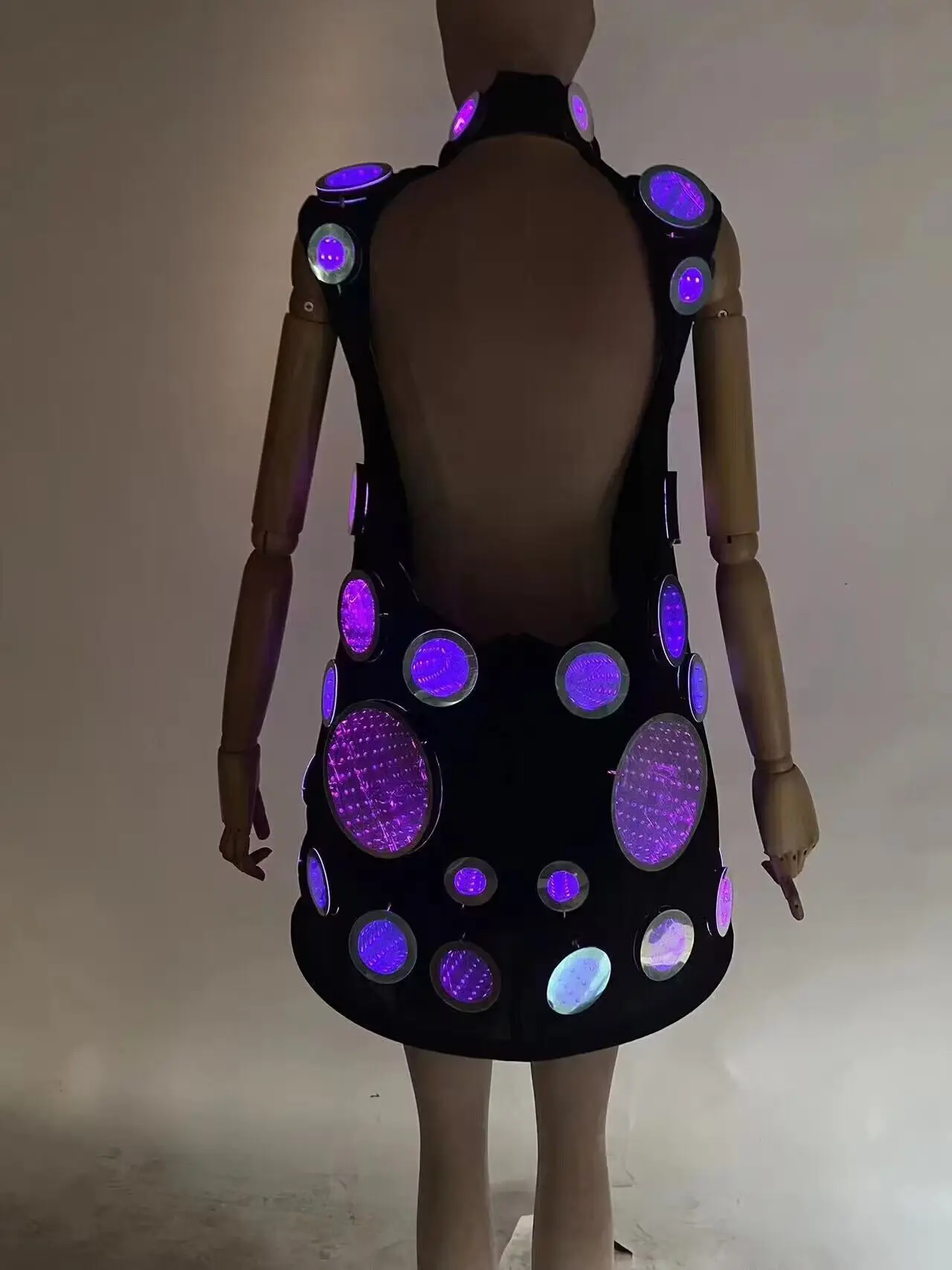 Full Color Pixel LED Costume Mirror Light Up Christmas Party Dance Show Glowing  Lights Dress Festival Outfit