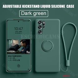 Case for ZTE Nubia Red Magic 9 Pro Finger Ring Stand Holder Liquid Slicone Cover RedMagic 9 Proplus Solid Camera Lens Soft Funda