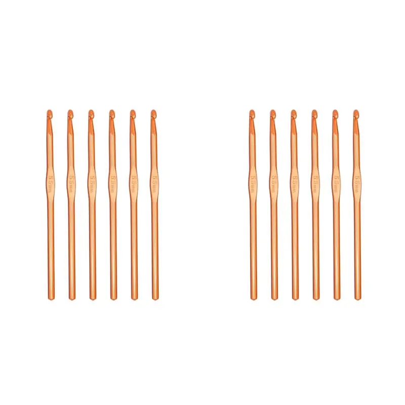 AT43-12-teiliges hochwertiges Häkelnadel-Set aus Aluminium, leichte, langlebige und glatte Stricknadeln, 5,5 mm US-Größe I (Größe 9)