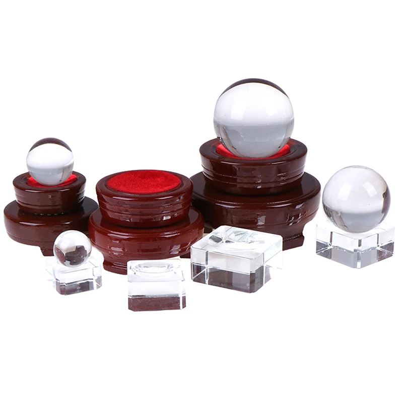 Crystal Wood Display Stand Base Holder For Crystal Ball Sphere Stone Decor
