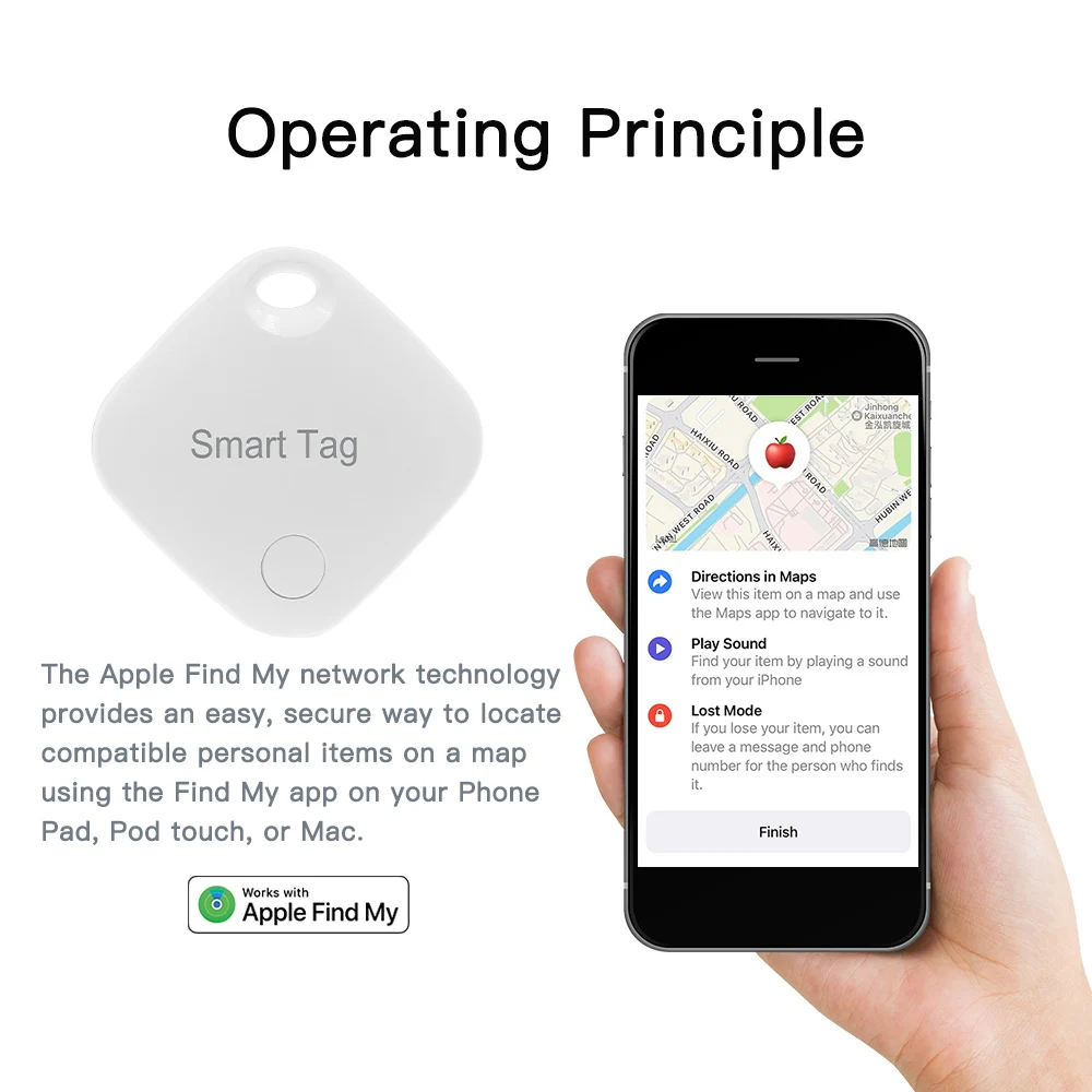 스마트 에어 태그 트래커, 애플 파인드 마이 앱, 미니 리버스 트래커, 분실 휴대폰 가방 키, IOS 시스템, 정품, 4 개