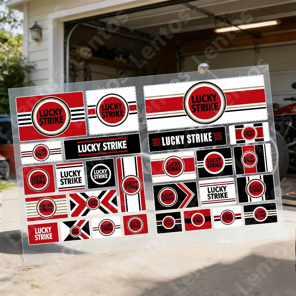 L-luc-ky S-tri-ke Motorcycle Reflective Stickers Waterproof Decals For Helmet Scooter Fuel Tank Toolbox Racing