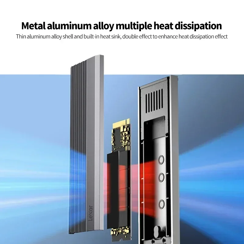 Carcasa de Aluminio para Disco Duro Móvil Lexar E350 E300 M.2 SSD, Protocolo Dual NVMe/SATA de 10 Gbps, Tipo-C, para 2230/2242/2260/228 3