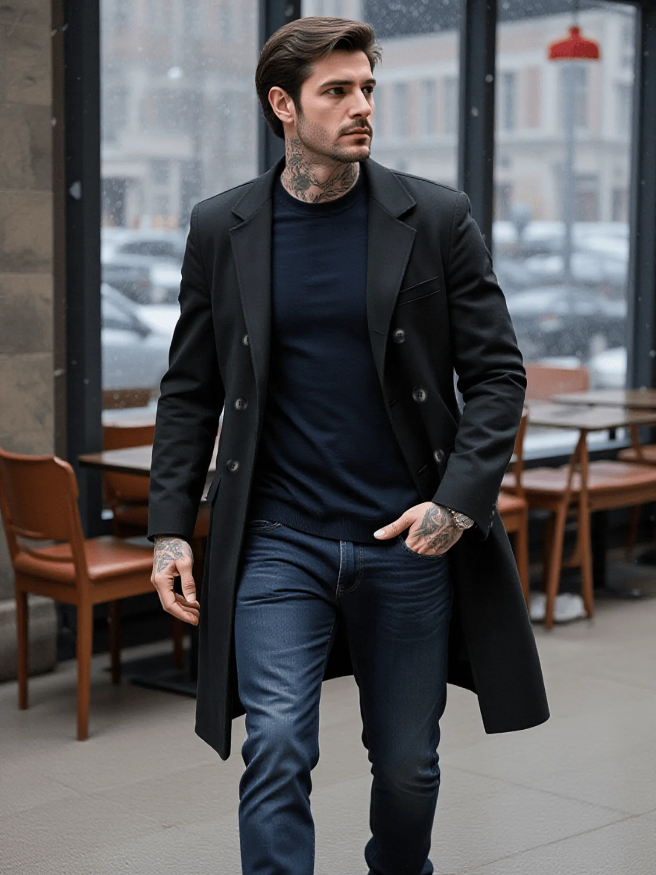 

New Men’s Early Autumn Woolen Overcoat: A Gentleman-Style Coat Streetwear Essential for Outdoor and Commuting Use Casual