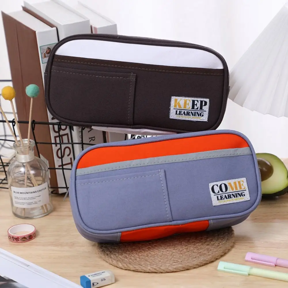 Creative Canvas Pencil Bag Thickened High Value Stationery Storage Bag Large Capacity Multifunctional Pencil Case