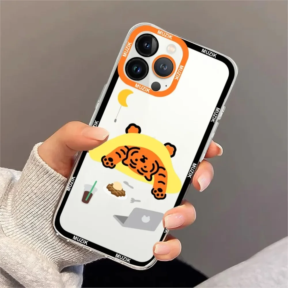 M-MUZIK T-TIGER Phone Case For Samsung S20 S21 S22 S23 Ultra Plus S10 Transparent Border Shell