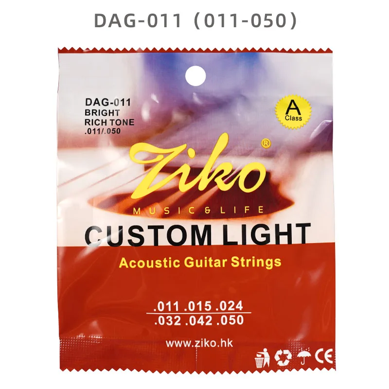 Ziko   Guitar strings. DAG series 010-048/011-050 copper material. Acoustic guitar strings 1-6 strings. Entry level strings.