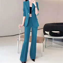 Women's 2024 Autumn New Fashion Professional Suit Jacket Pants Two Piece Korean Elegant Casual Blazer Coat Trousers Matching Set