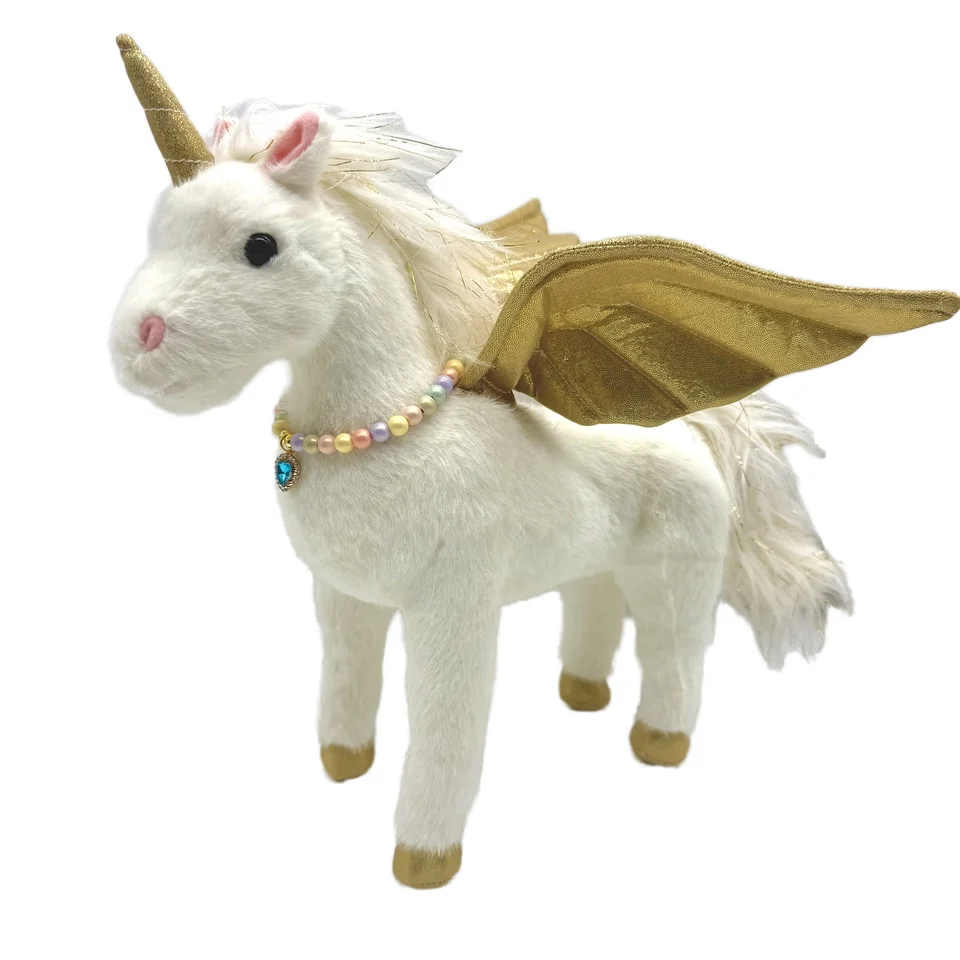 New Design Pink White Unicorn Horse Toy with Wings Soft Plush Stuffed Animal for Children's Sleep & Gifts PP Filled