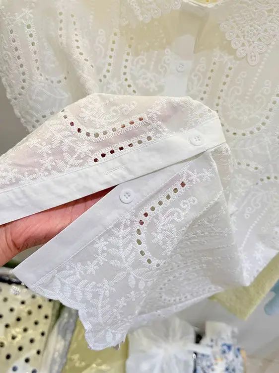 Ele Embroidered Hollow out Svel  Ne T-irt Women's Summer Faion Casual Loose Fit Top Trendy Korean Sle