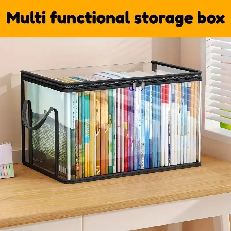 heavy-duty transparent plastic storage box with 180 ° snap on lid - large capacity stackable organizer suitable for home