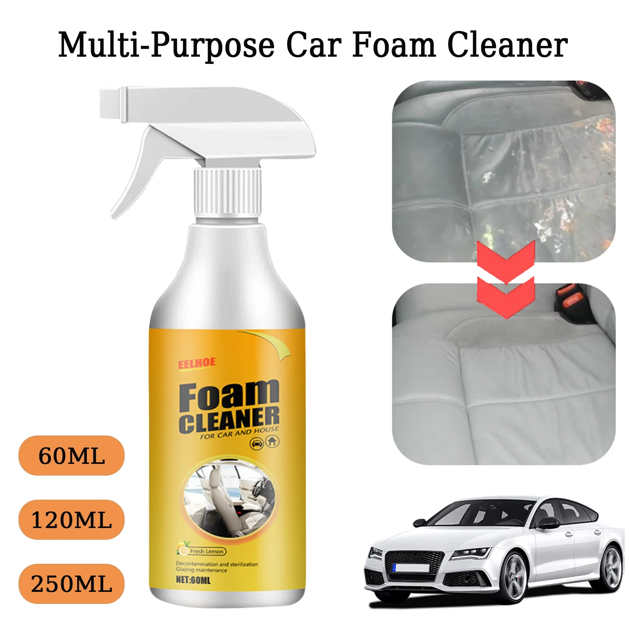 

60/120/250 мл очиститель кожи автомобиля многоцелевой пенопластовый очиститель Автомобильный Спрей очиститель для мытья салона автомобиля аксессуары для обслуживания