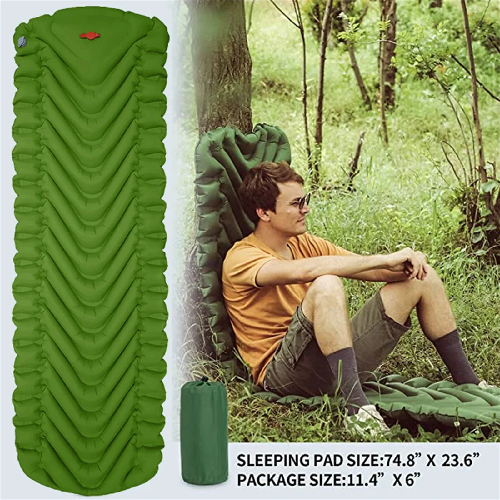 

Самонадувающиеся спальные коврики Сверхлегкий надувной спальный коврик со встроенным ножным насосом Водонепроницаемый надувной матрас для кемпинга для палатки