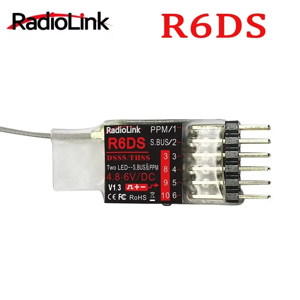 Radiolink R6DS Receiver 2.4G 6CH PPM PWM SBUS Output Compatible FOR AT9 AT9S AT10 AT10II Transmitter