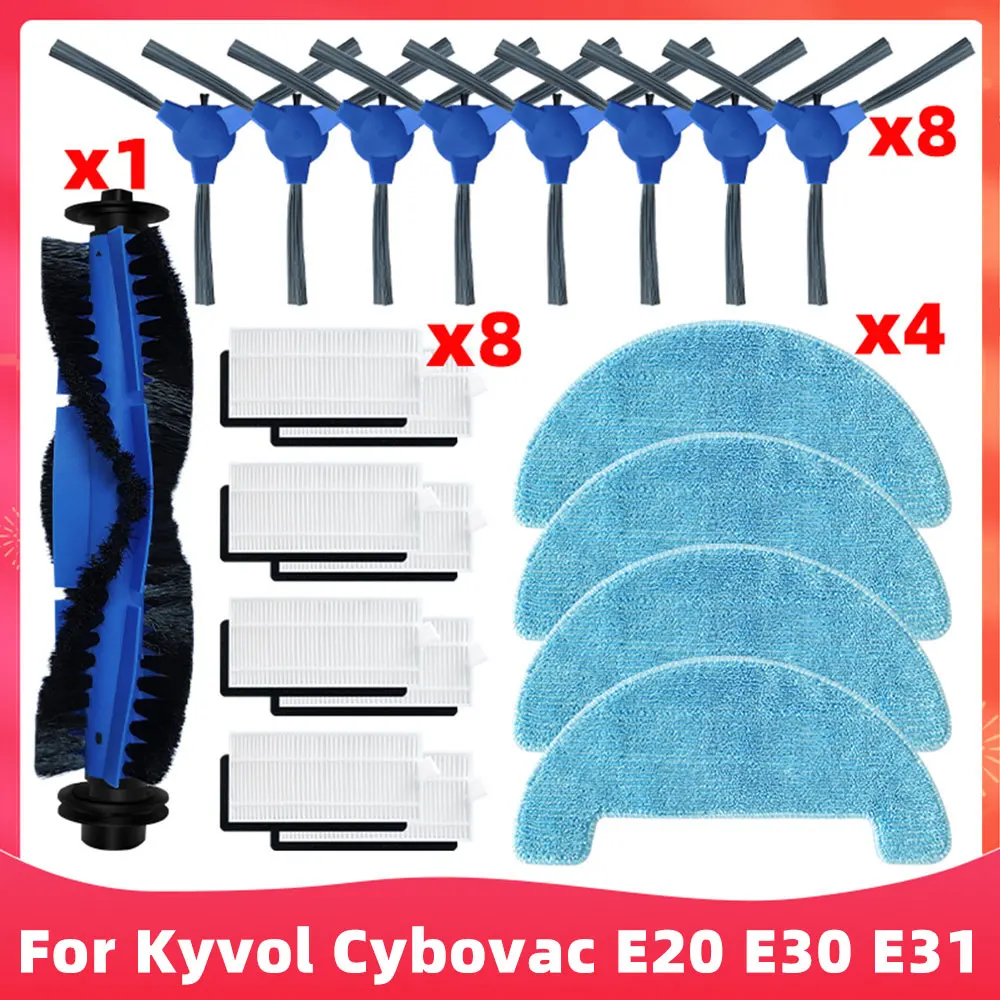 Compatible For Kyvol Cybovac E20, E30, E31 Robot Vacuum Cleaner Parts Accessories Main Side Brush Hepa Filter Mop Rag