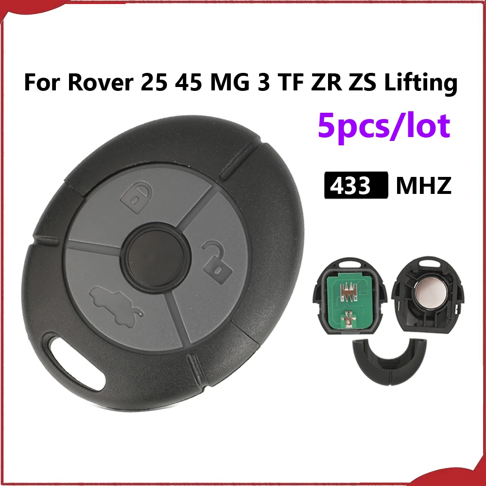 jingyuqin New 5pcs 3 Button 433Mhz Smart Remote Car Key For Rover 25 45 MG 3 TF ZR ZS Lifting 2003+ Auto Keyless Control Fob